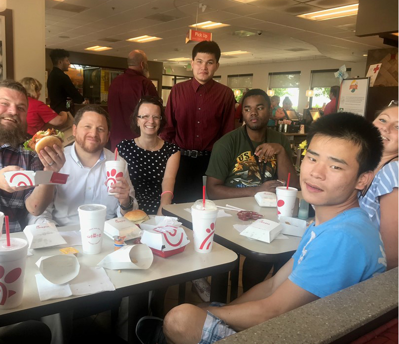 DORS staff and consumers at a Chick-fil-A