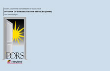 thumbnail of DORS video meeting background, large DORS opening doors logo on a light blue slide