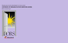 thumbnail of DORS video meeting background, large DORS opening doors logo on a lavender slide