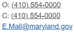 Screen shot: Phone, cell and email address lines