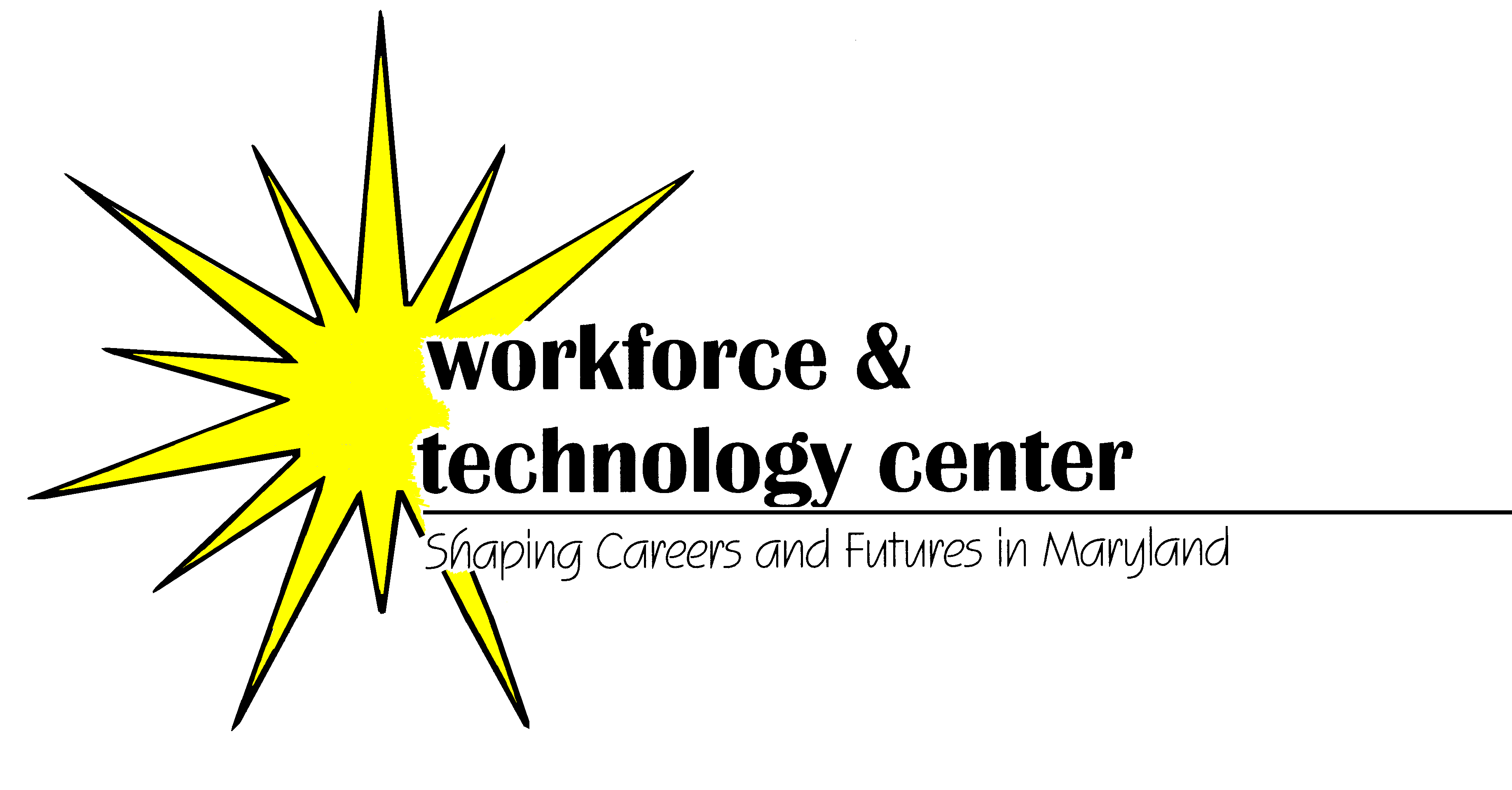 WTC logo, featuring a yellow sunburst and the words: Workforce & Technology Center: Shaping careers and futures in Maryland.